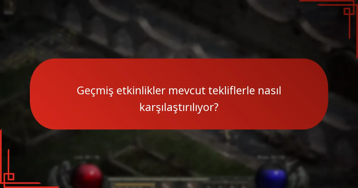 Geçmiş etkinlikler mevcut tekliflerle nasıl karşılaştırılıyor?